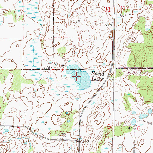 Topographic Map of Sand Lake, MN