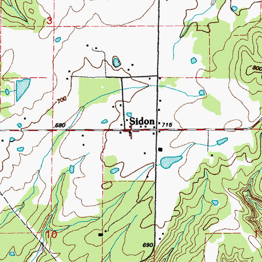 Topographic Map of Sidon Baptist Church, AR