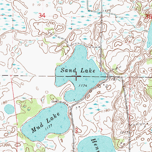Topographic Map of Sand Lake, MN