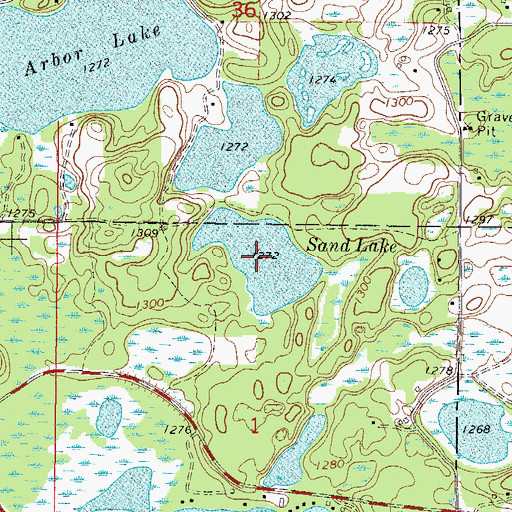 Topographic Map of Sand Lake, MN