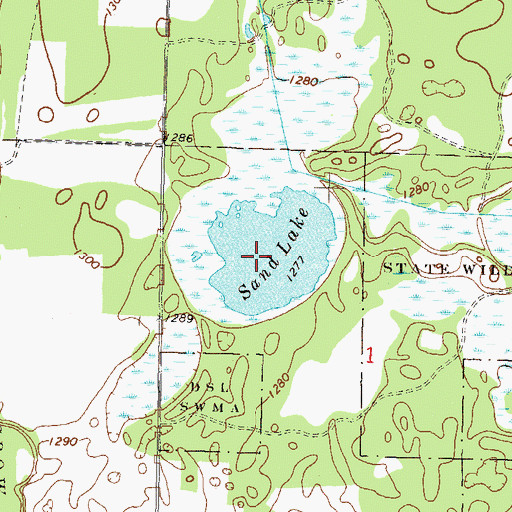 Topographic Map of Sand Lake, MN