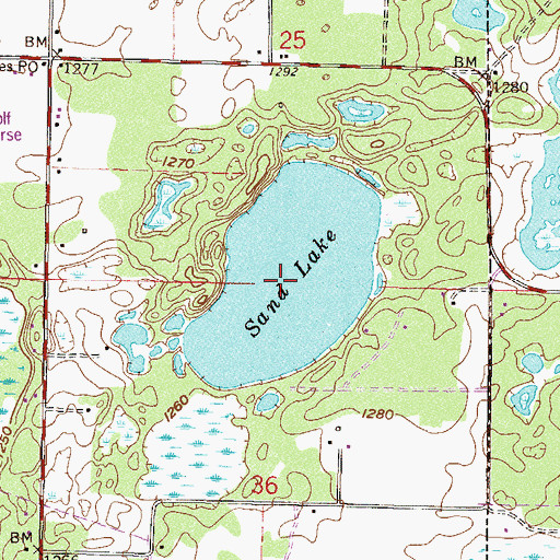 Topographic Map of Sand Lake, MN