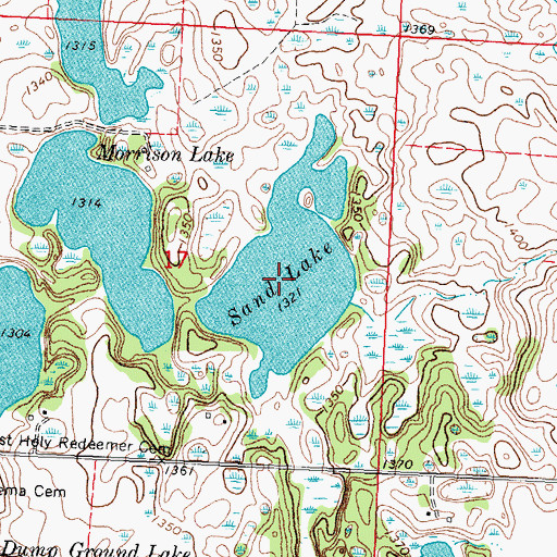 Topographic Map of Sand Lake, MN