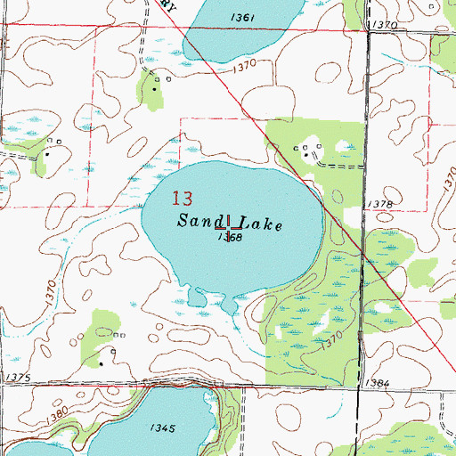 Topographic Map of Sand Lake, MN