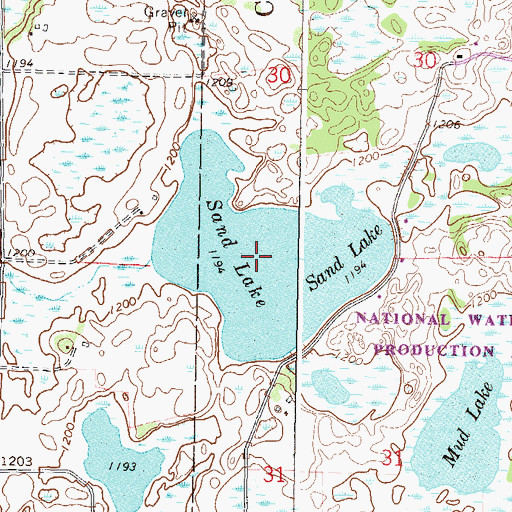 Topographic Map of Sand Lake, MN