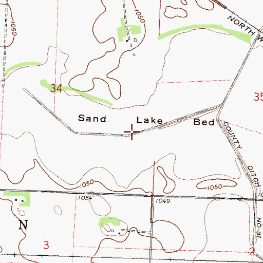 Topographic Map of Sand Lake Bed, MN