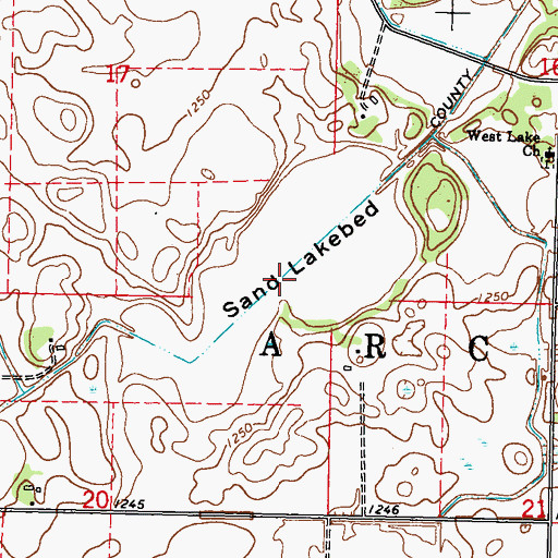 Topographic Map of Sand Lakebed, MN