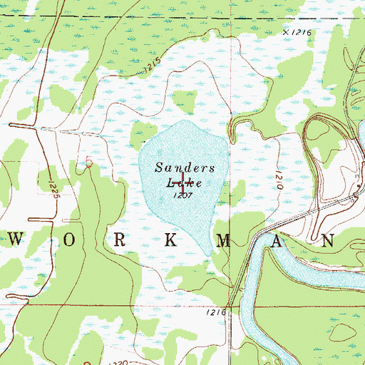 Topographic Map of Sanders Lake, MN