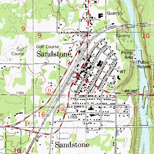 Topographic Map of Sandstone, MN