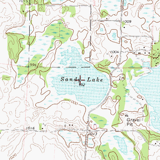 Topographic Map of Sandy Lake, MN