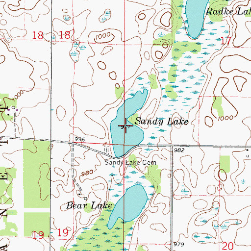 Topographic Map of Sandy Lake, MN