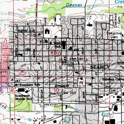 Topographic Map of Trinity Episcopal Church, AR