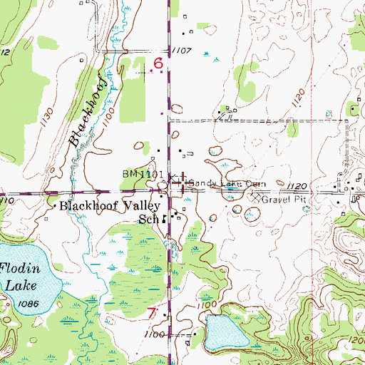 Topographic Map of Sandy Lake Cemetery, MN