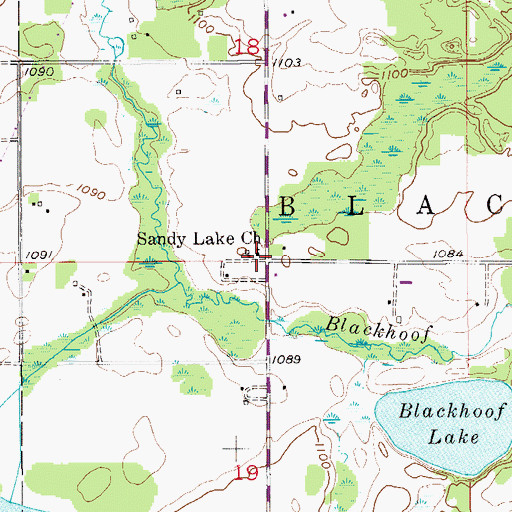 Topographic Map of Sandy Lake Church, MN