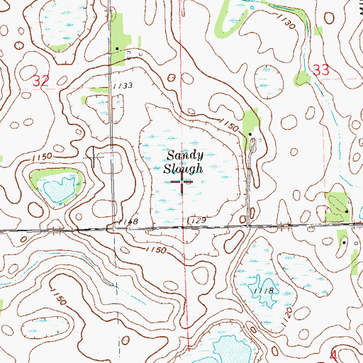 Topographic Map of Sandy Slough, MN