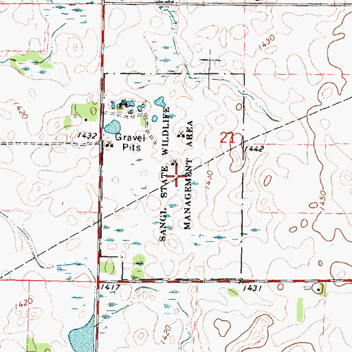 Topographic Map of Sangl State Wildlife Management Area, MN