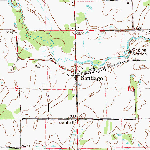 Topographic Map of Santiago, MN