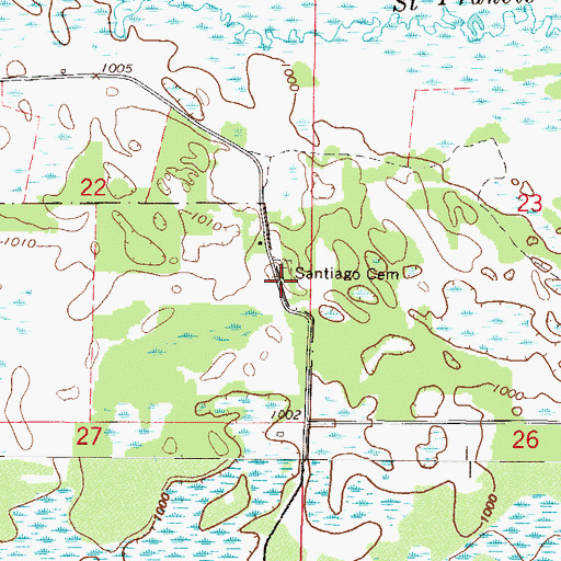 Topographic Map of Santiago Cemetery, MN