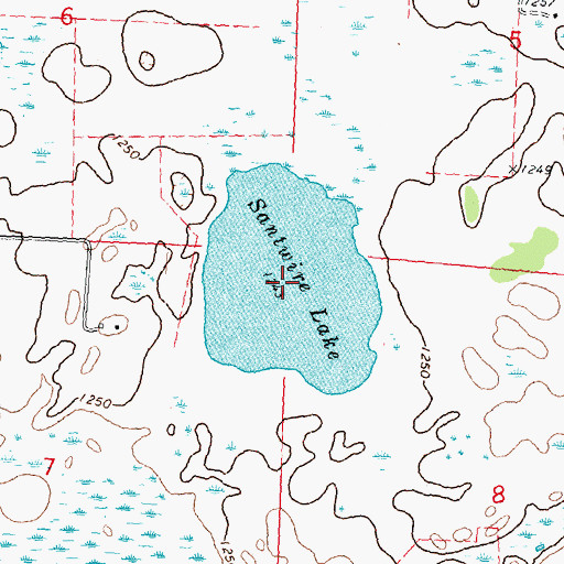 Topographic Map of Santwire Lake, MN
