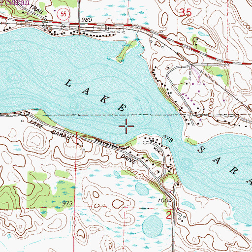 Topographic Map of Lake Sarah, MN