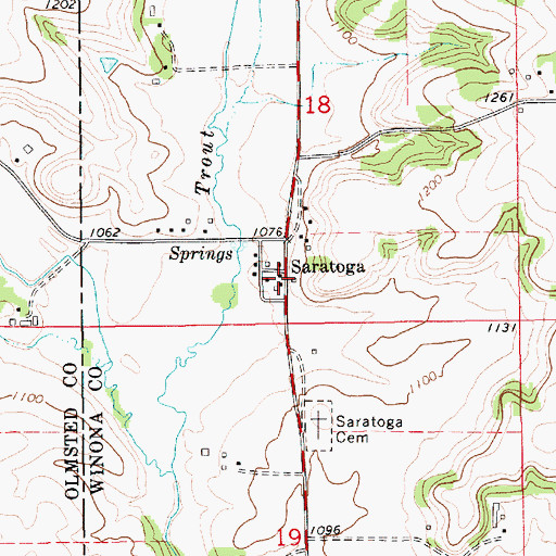 Topographic Map of Saratoga, MN
