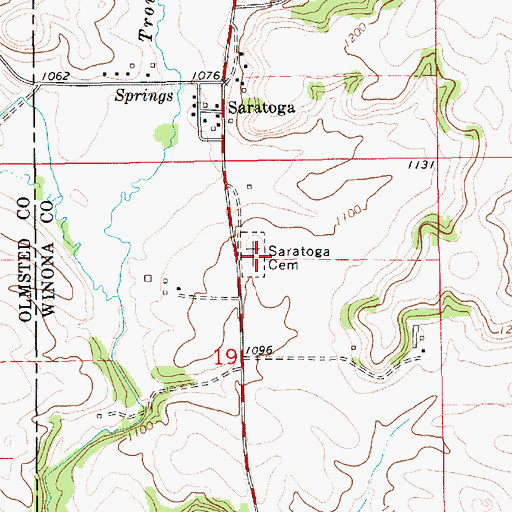 Topographic Map of Saratoga Cemetery, MN