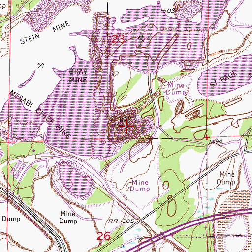 Topographic Map of Sargent Mine, MN
