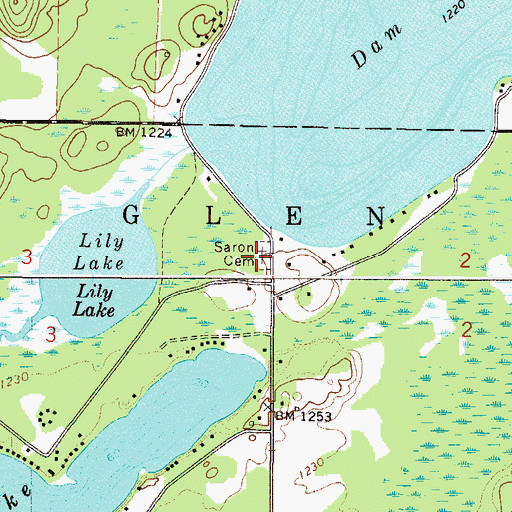 Topographic Map of Saron Cemetery, MN