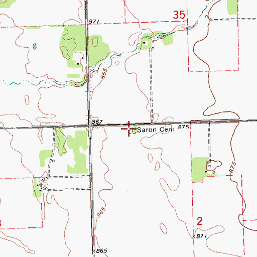 Topographic Map of Saron Cemetery, MN