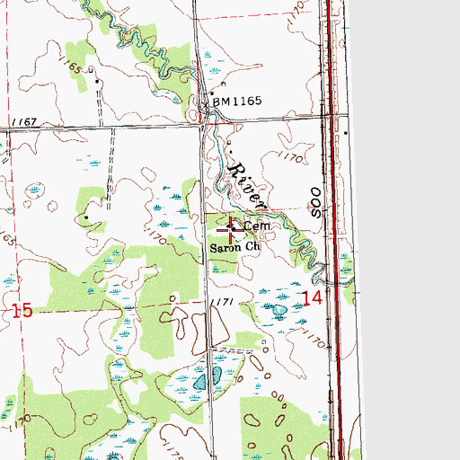 Topographic Map of Saron Church, MN