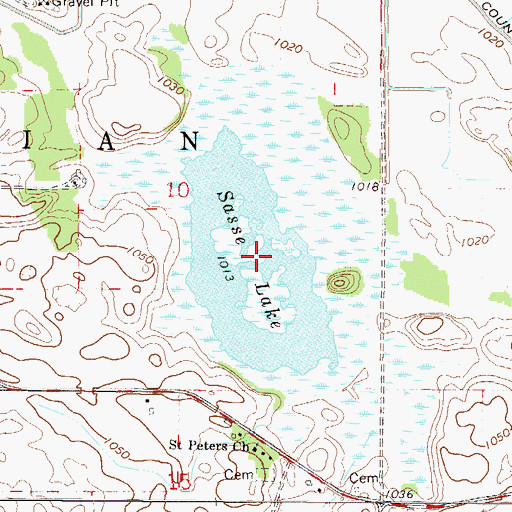 Topographic Map of Sasse Lake, MN