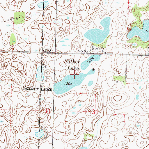 Topographic Map of Sather Lake, MN