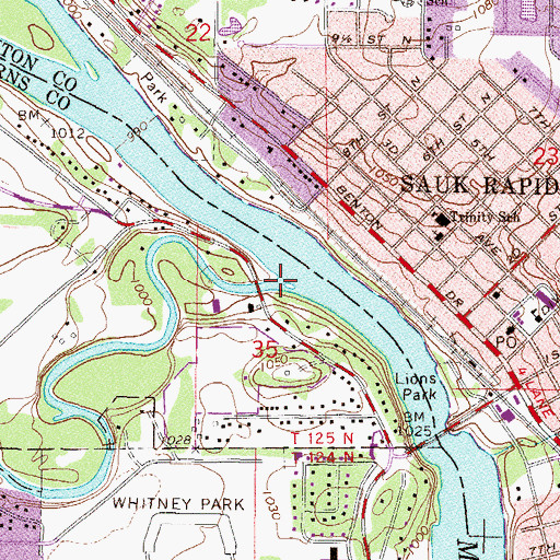 Topographic Map of Sauk River, MN