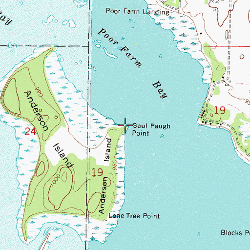 Topographic Map of Saul Paugh Point, MN