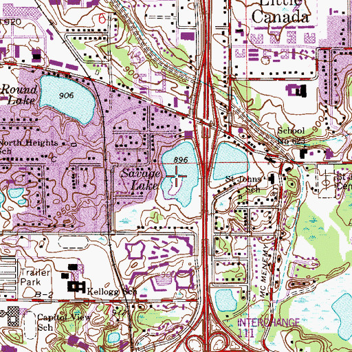 Topographic Map of Savage Lake, MN