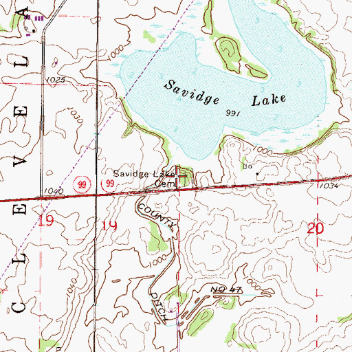 Topographic Map of Savidge Lake Cemetery, MN