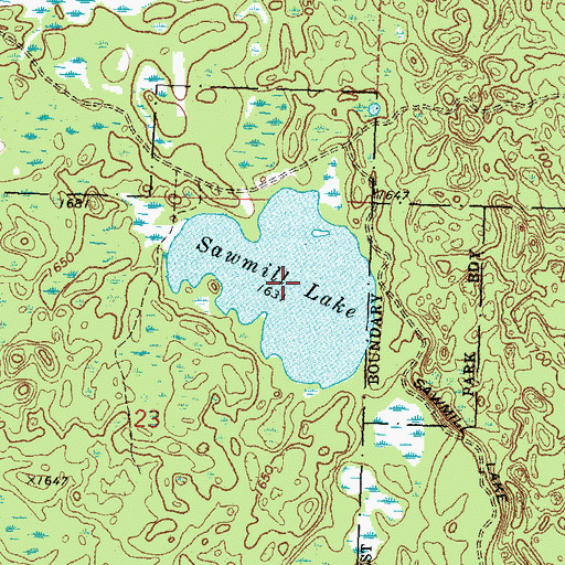 Topographic Map of Sawmill Lake, MN