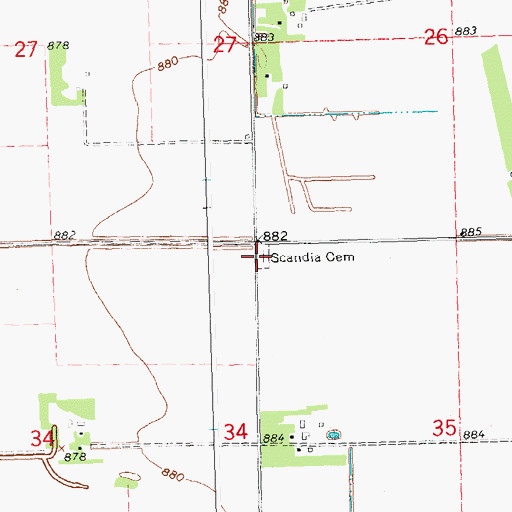 Topographic Map of Scandia Cemetery, MN