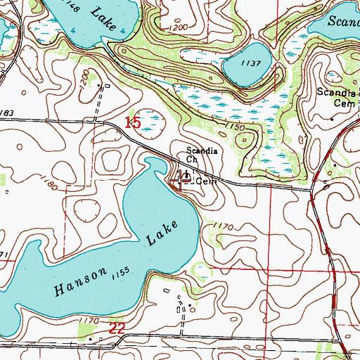 Topographic Map of Scandia Church, MN