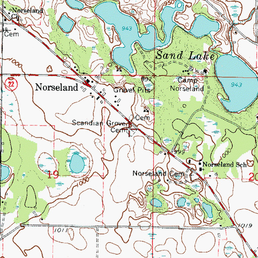 Topographic Map of Scandian Grove Cemetery, MN