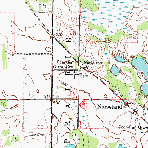Topographic Map of Scandian Grove Cemetery, MN