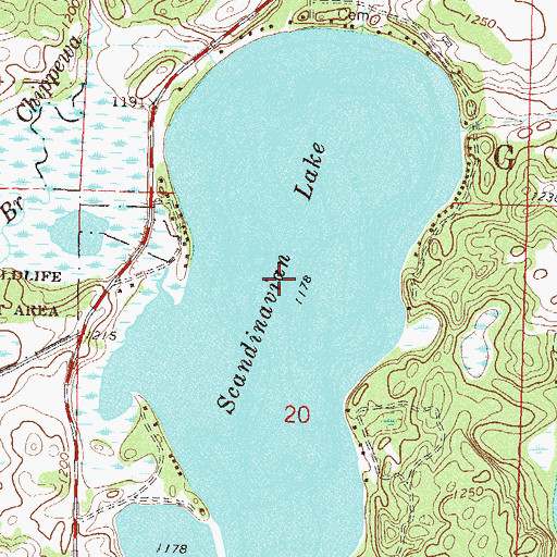Topographic Map of Scandinavian Lake, MN