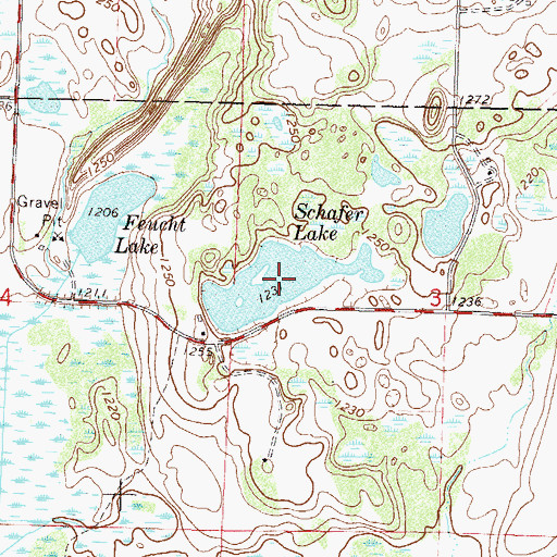 Topographic Map of Schafer Lake, MN