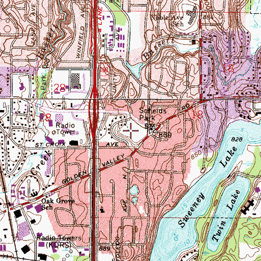 Topographic Map of Scheids Park, MN