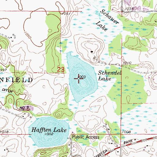 Topographic Map of Schendel Lake, MN