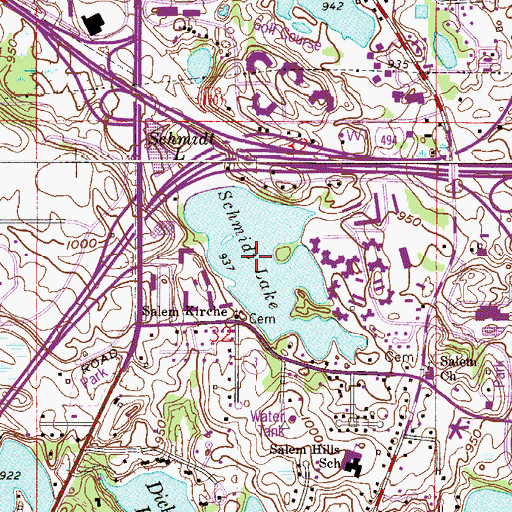 Topographic Map of Schmidt Lake, MN