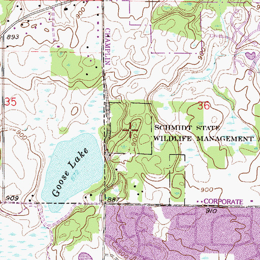 Topographic Map of Schmidt State Wildlife Management Area, MN