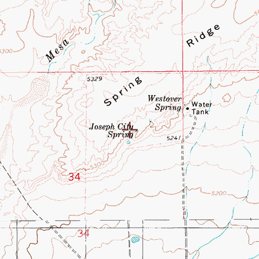 Topographic Map of Joseph City Spring, AZ