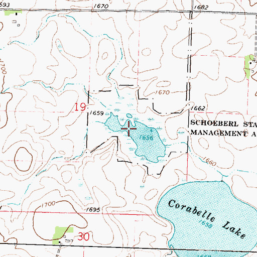 Topographic Map of Schoeberl State Wildlife Management Area, MN