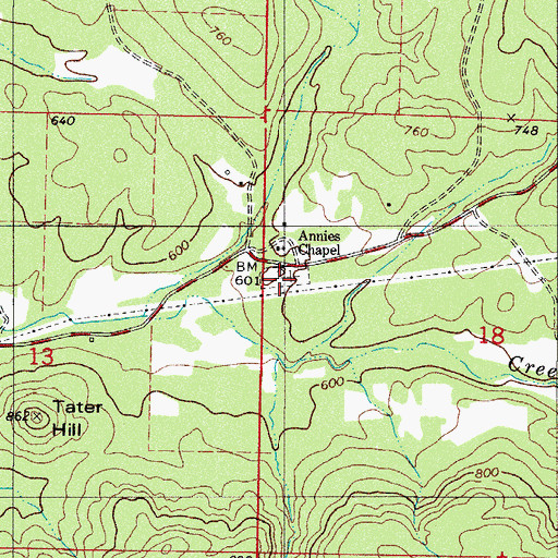 Topographic Map of Annis Chapel Cemetery, AR